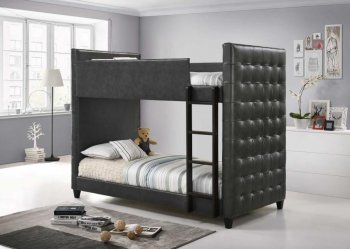 Helms Bunk Bed 405061 in Grey Leatherette by Coaster [CRKB-405061-Helms]