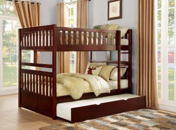 Rowe Full/Full Bunk Bed B2013 in Dark Cherry by Homelegance [HEKB-B2013FFDC Rowe]