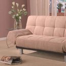 Beige Microfiber Modern Sofa Bed Convertible w/Metal Legs