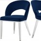 Roberto Dining Chair 764 Set of 2 Navy Velvet Fabric - Meridian