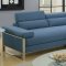 F6541 Sectional Sofa in Blue Fabric w/ Flip-Up Headrests by Boss