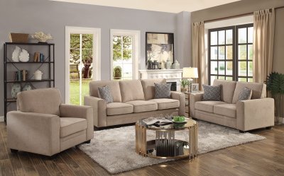 Catherine Sofa & Loveseat Set 52295 in Khaki Fabric by Acme