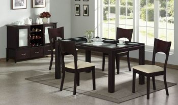 Merlot Finish Modern 5Pc Dining Set w/Glass Top Table [HEDS-760-5pc]