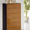 Two-Tone Natural Oak & Black High Gloss Finish Modern Bedroom