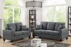 F6507 Sofa & Loveseat Set in Ash Black Fabric by Poundex