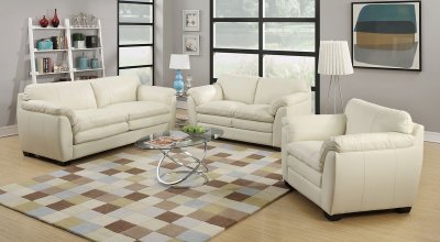 Midtown Sofa & Loveseat in White Leather Match w/Options