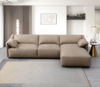 Veata Sectional Sofa LV03090 in Light Brown Suede Velvet by Acme [AMSS-LV03240 Veata]