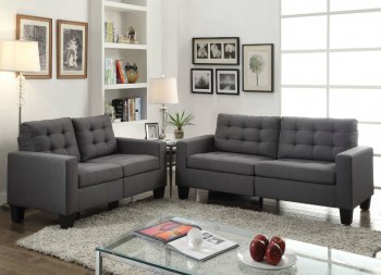 Earsom Sofa & Loveseat Set 52770 in Gray Linen by Acme w/Options [AMS-52770-Earsom]