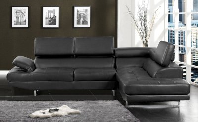 Kemi Sectional Sofa CM6553BK in Black Bonded Leather