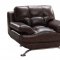 Brown Leather Elegant Contemporary Living Room W/Tufted Seats