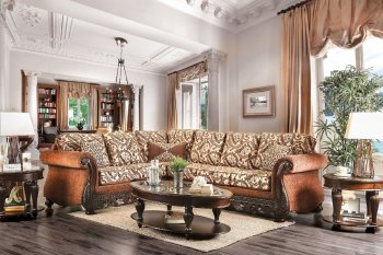 Cassandra Sectional Sofa SM6408 in Brown Chenille w/Options [FASS-SM6408-Cassandra-Brown]