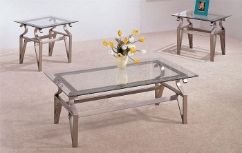 Bronze Metal Design Contemporary 3PC Coffee Table Set [PXCT-F3056]