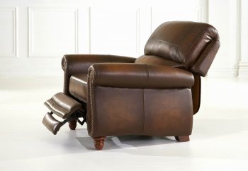 Leather Italia Classic Light Brown Parker Push Back Recliner [LIRC-P236 Parker]