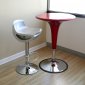 Contemporary Set of 2 Bar Stools With Silver Finish Seat