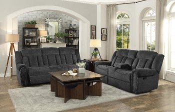 Nutmeg Recliner Sofa 9901CC in Charcoal by Homelegance w/Options [HES-9901CC-Nutmeg]