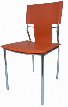 Set of 4 Orange Leatherette Modern Dining Chairs w/Metal Legs [GRDC-A-009-Orange]