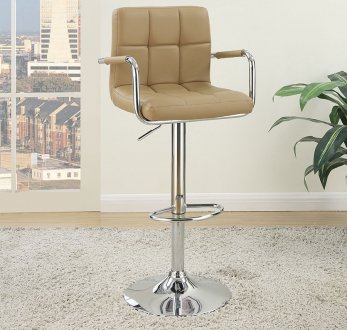 F1568 Set of 2 Bar Stools in Brown Leatherette by Poundex