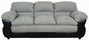 Light Grey Fabric and Bicast Modern Loveseat & Sofa Set w/Option [PMS-6450-Lightning]