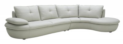 Light Grey Full Leather Modern Stylish Sectional Sofa