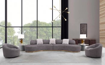 Moon Sectional Sofa in Dark Gray Fabric by J&M w/Optional Chair [JMSS-Moon Dark Gray]