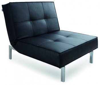 Black Fabric Modern Chair Bed Convertible w/Metal Legs [NSSB-416002]