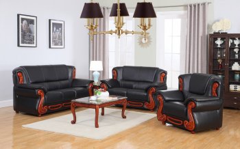 Bella 632 Sofa in Black Bonded Leather w/Optional Items [MRS-632BL Bella]