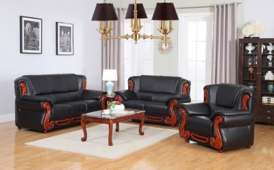 Bella 632 Sofa in Black Bonded Leather w/Optional Items