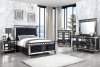 Varian II Bedroom BD00584Q Black Velvet & Silver by Acme