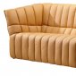 Terracotta Leatherette Modern Living Room W/Extra Cushioned Seat