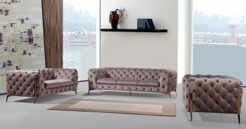 Sheila Sofa Set 3Pc in Silver Velour Fabric by VIG [VGS-Sheila Silver]