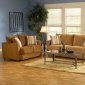 Bella Cognac Fabric Sofa & Loveseat Set w/Hula Hoop Pillows