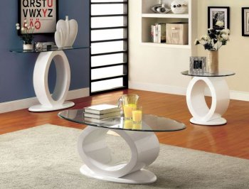 Lodia III Coffee & 2 End Tables Set CM4825WH in White w/Options [FACT-CM4825WH-Lodia III White]