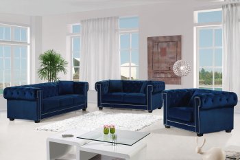 Bowery 614 Sofa in Navy Fabric Sofa w/Options by Meridian [MRS-614Navy-Bowery]