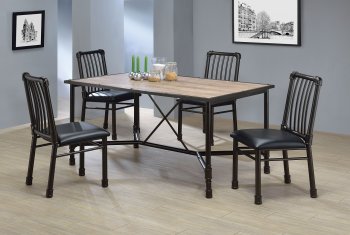 Caitlin 72035 Dining 5Pc Set in Oak & Black Metal by Acme [AMDS-72035-Caitlin]