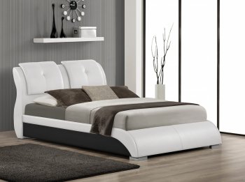 B160 Upholstered Bed in White Leatherette [EGB-B163]