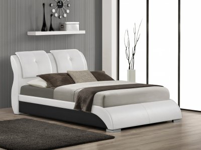 B160 Upholstered Bed in White Leatherette