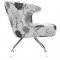 Black & White Floral Cotton Microfiber Modern Leisure Chair