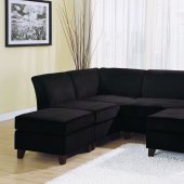 Black Microfiber Stylish Sectional Sofa W/Wooden Legs