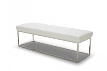 Chelsea Lux Bench White Eco Leather by J&M w/Chrome Steel Base [JMBN-Chelsea Lux White]