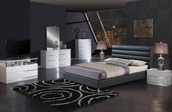 8284-Aurora Bedroom by Global w/Black Upholstered Bed & Options [GFBS-8284 Black Aurora White]