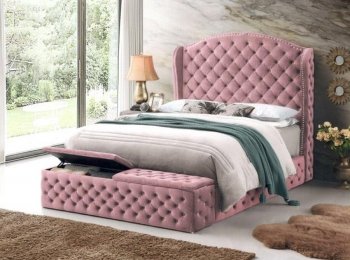 LCL-B05 Upholstered Bed in Pink Velvet [BDB-LCL-B05 Pink]