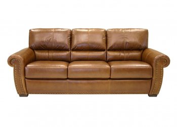 Hazelnut Full Leather Classic Living Room Sofa & Loveseat Set [CHFS-FL-Scott]