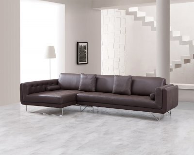 Bruno Sectional Sofa in Espresso Premium Leather by J&M