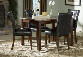 Cherry Finish Transitional Dining Table w/Faux Marble Top [HEDS-3273-48 Achillea]