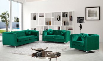 Isabelle 612 Sofa in Green Velvet Fabric by Meridian w/Options [MRS-612 Green Isabelle]