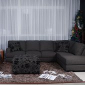 Alessandro Sectional Sofa - Dark Charcoal Fabric - Beverly Hills