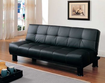 Black Vinyl Leather Contemporary Elegant Sofa Bed Convertible [HESB-4791PU]