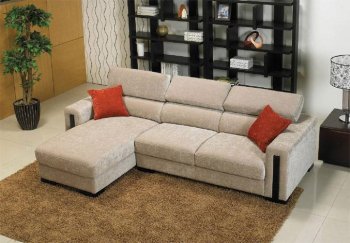 Beige Microfiber Modern Sectional Sofa w/Adjustable Back [VGSS-0872]