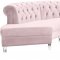 Anabella Sectional Sofa 697 5Pc Pink Velvet Fabric by Meridian