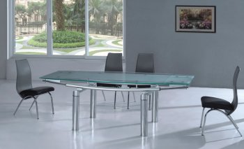 Contemporary Glass Top Extendable Dinette With Metal Base [EFDS-365E & W002]